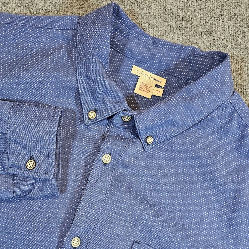 Carbon2Cobalt Mens XLT Blue Micro Dot Long Sleeve Button Down Shirt 133359T